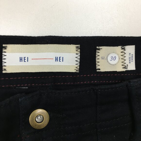 HEI HEI Anthropologie Black Buckle Belt Waist Tapered Leg Jeans - Picture 2 of 11